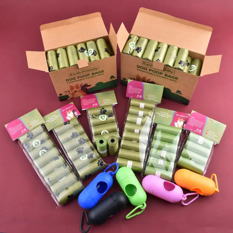 Rollos biodegradables para mascotas 1/18 bolsas aromáticas para desechos de perro o gato. ¡Ecológicos, resistentes y con dispensador