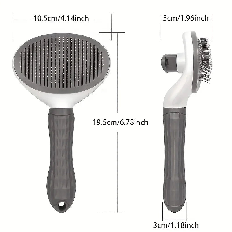 One-Click Pet Hair Removal Comb for Effortless Grooming of Dogs and Cats - Float Hair Removal Slicker Brush with Automatic Funct (Copia)