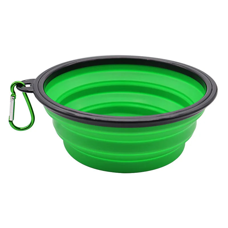 🥣 2-in-1 Portable Foldable Pet Feeder and Water Bowl – Silicone with Carabiner for Travel