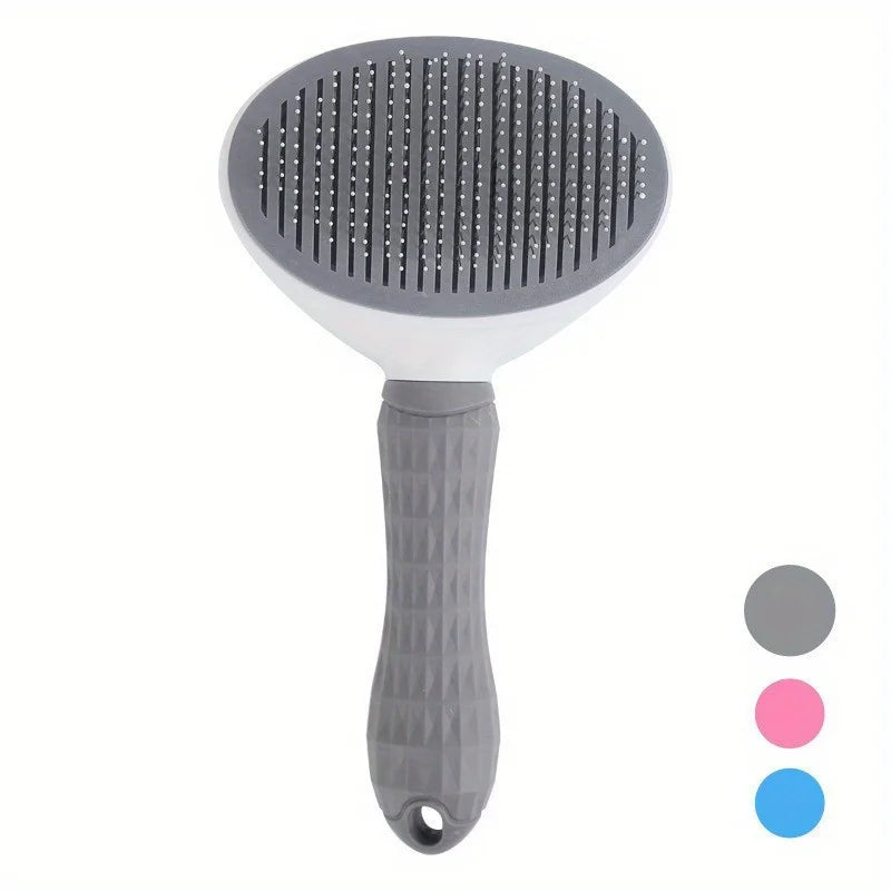 One-Click Pet Hair Removal Comb for Effortless Grooming of Dogs and Cats - Float Hair Removal Slicker Brush with Automatic Funct (Copia)