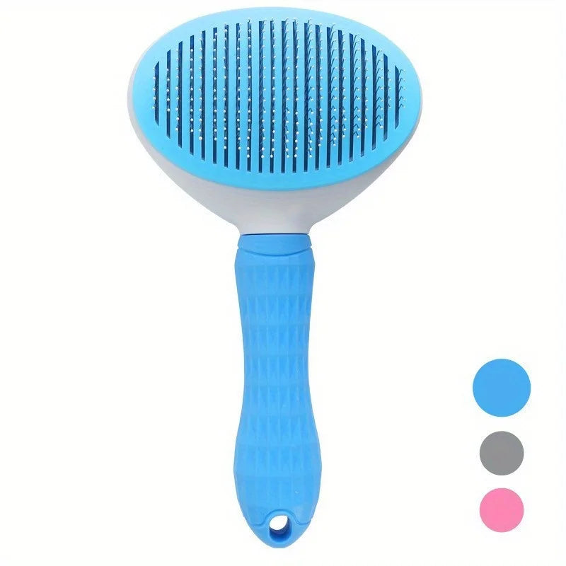 One-Click Pet Hair Removal Comb for Effortless Grooming of Dogs and Cats - Float Hair Removal Slicker Brush with Automatic Funct (Copia)